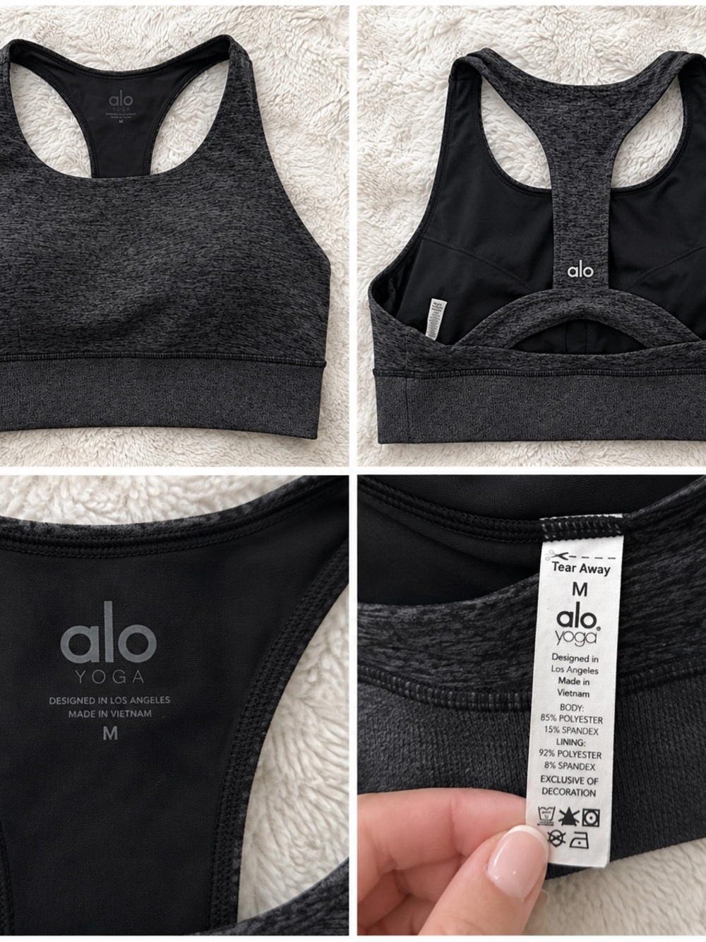 ALO Yoga Charcoal Gray Racerback Sports Bra